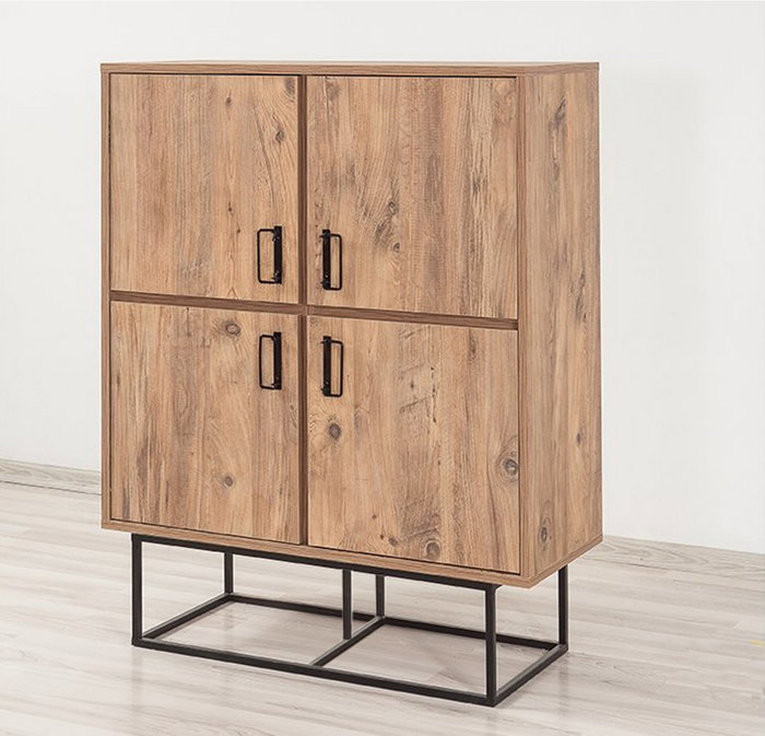 Hanah Home Quantum Solo Armario Multiusos Pino Atlántico y Negro 93x115x36cm Tablero Melamina
